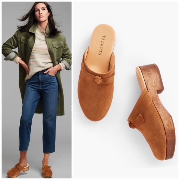 Talbots Shoes - TALBOTS 81/2 Winni Suede Clog Mules in Nutmeg Brown